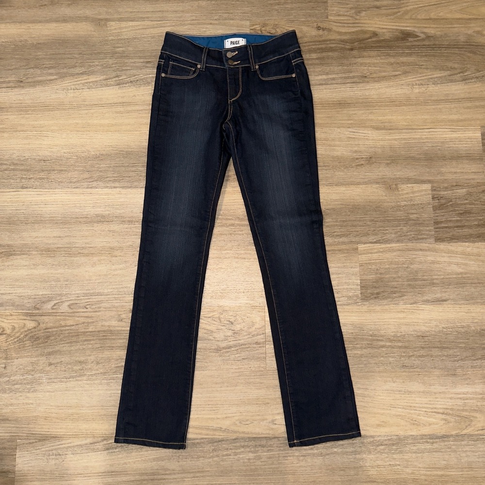 Paige Hidden Hills Straight Jeans Dark Wash Women's 26 Mid Rise‎ Stretch